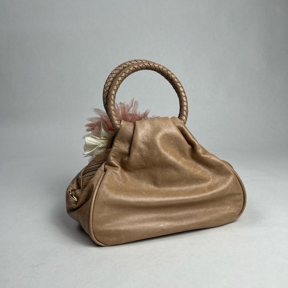 Talbots Tan Leather Handbag with Floral Accent - Picture 7 of 16